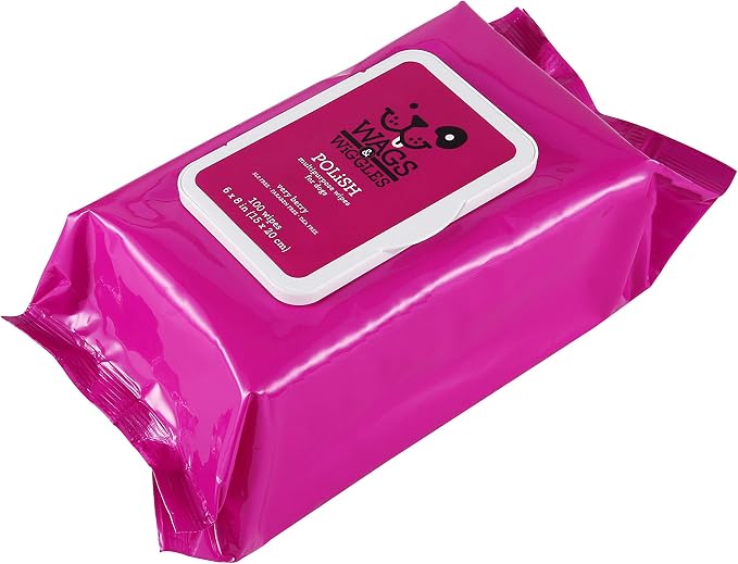Wags and Wiggles Polish Multipurpose Wipes for Dogs, Very Berry Scent - Scented Wipes that Clean and Condition Your Dog’s Coat Between Baths, Gentle Formula, 100 Count - 12 Pack
