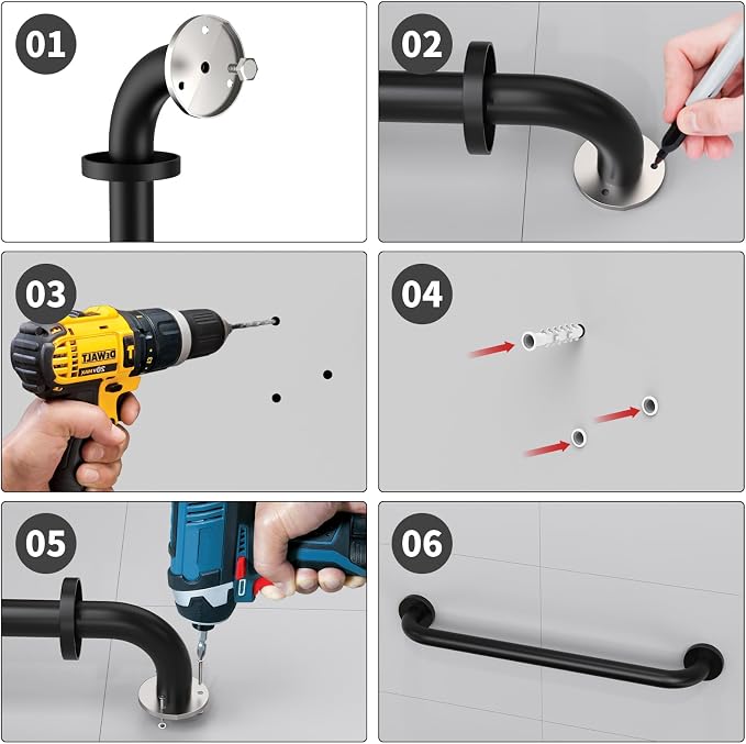 20 Inch Stainless Steel Shower Grab Bar,ZUEXT Oil Rubbed Black Shower Handle,Bathroom Balance Bar,Safety Hand Rail Support Bar for Handicap Elderly Injury,Senior Assist Bar,Wall Concealed Mount Handle