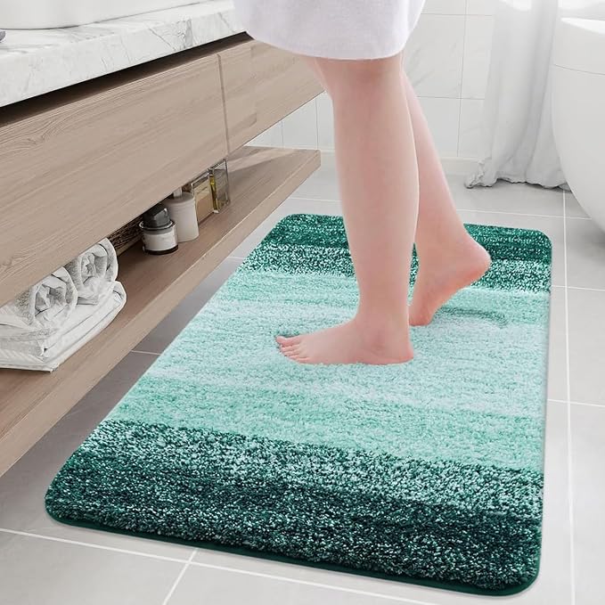 Arotive Microfiber Bathroom Rugs, Shaggy Soft and Absorbent Bath Rug, Thick Plush Machine Washable Dry Bath Mats for Bathroom, Tub and Shower, 36x24, Dark Green, Rectangular
