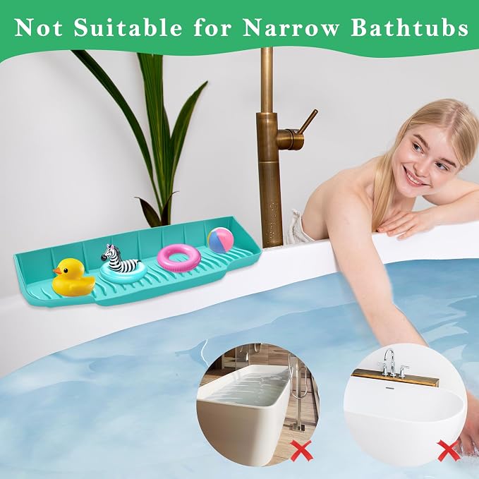 2p Splash Guard for Bathtub, Splash Pad Made from Silicone Foldable Tub Splash Guard Suitable for Various Scenarios Such As Kitchen Sinks and Bathroom