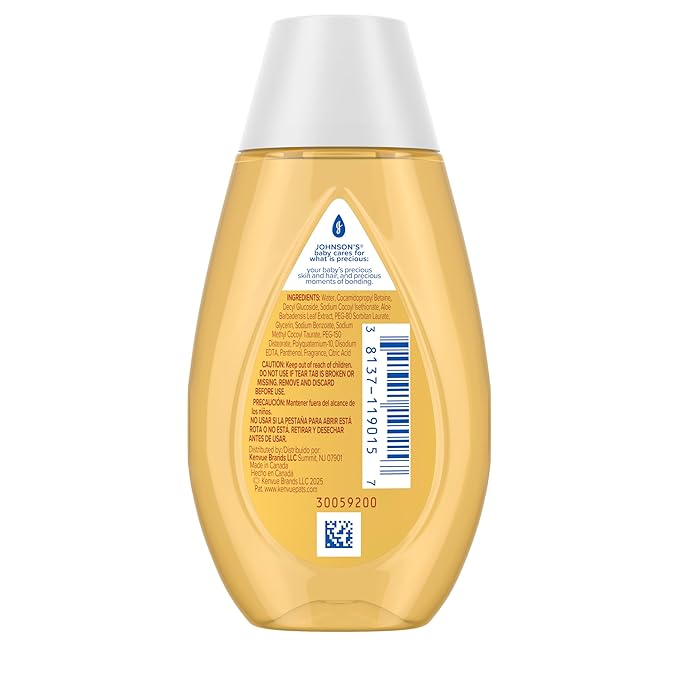 Johnson's Baby Shampoo with Aloe Vera & Vitamin B5, Tear Free, Travel Size, Newborn Essentials, No added Parabens & Sulfates, Hypoallergenic, 3.4 fl. oz