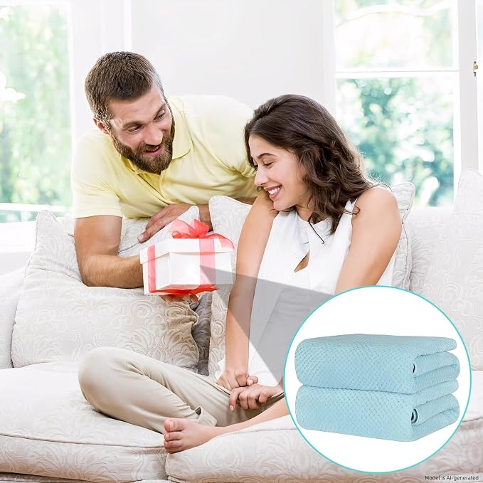 2-Pack Microfiber Bath Towels (27x54 Inches) - Ultra Soft & Quick Dry, 3X Absorbency, Lightweight for Gym, Yoga, Travel & Spa - Perfect for Home, Fitness & Post-Workout,(Bule)