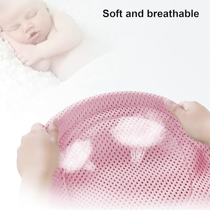 Adjustable Baby Bath Tube Support Mesh Net Soft Breathable Infants Shower Pad Newborn Bathing Mat 5-Point Anti-Slip Bathtub Seat with Sponge Cushion for Toddlers 0-18 Months