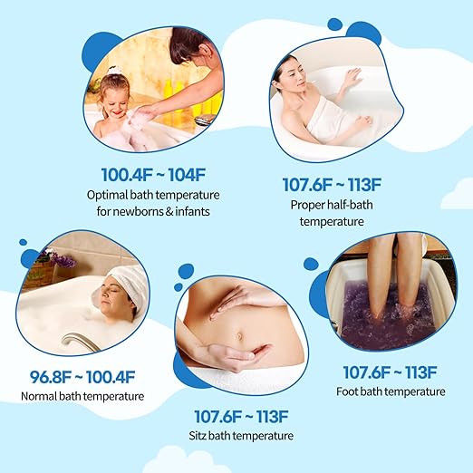 HubiBaby Baby Bath Thermometer & Digital Room Temperature, 2in1 Kids Bathroom Safety Products with Temperature Warning, Floating Teddy Bear (Blue)