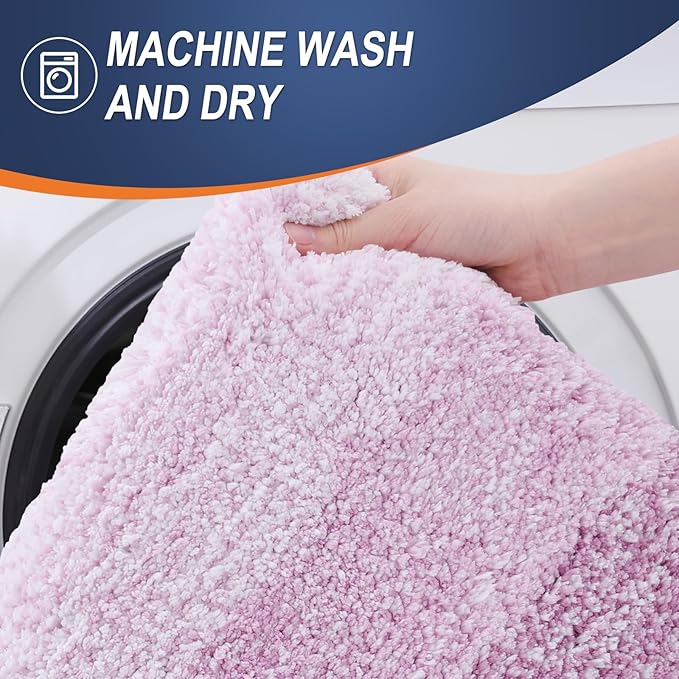 OLANLY Large Bathroom Rugs Mat 54x24, Extra Soft Absorbent Microfiber Bath Rugs, Rubber Backing, Quick Dry, Washable Bath Mat for Bathroom Floor, Tub and Shower, Home Decor Accessories, Pinkish-Purple
