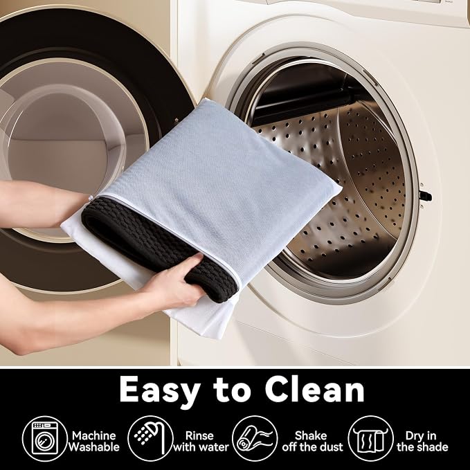 Triohero Bathroom Rugs Non Slip Washable, Super Absorbent Thin Bath Mat Small Quick Dry Low Pile Bathroom Rug, Black 20"x30"