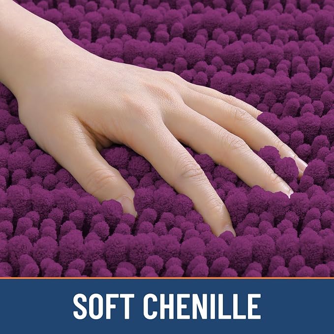 Smiry Bathroom Rugs Mat 30x20, Extra Soft Absorbent Chenille Bath Rugs, Non Slip Rubber Backing Machine Washable Quick Dry Bath Mats for Bathroom Floor, Tub, Shower, Home Decor Accessories, Violet
