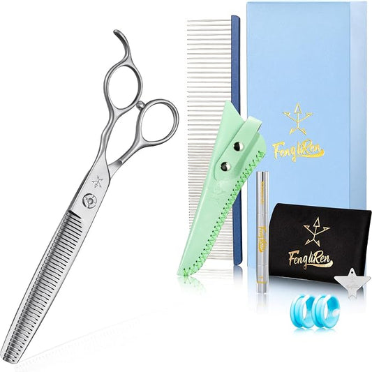 High-end Professional Dog Grooming Thinning Scissors Teeth Cutting Blending Shears Pet Texturizing Shears 7 Inch Extremely Very Sharp Stainless Steel Alloy For Cat Other Animals Groomer