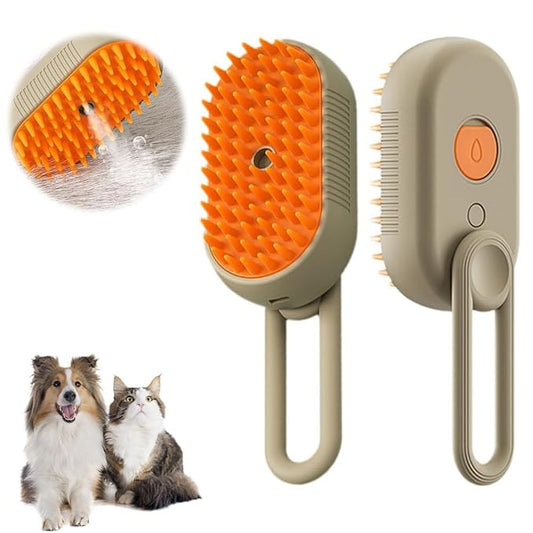 4-in-1 Pet Grooming Brush with Water Spray for Dogs & Cats, Silicone