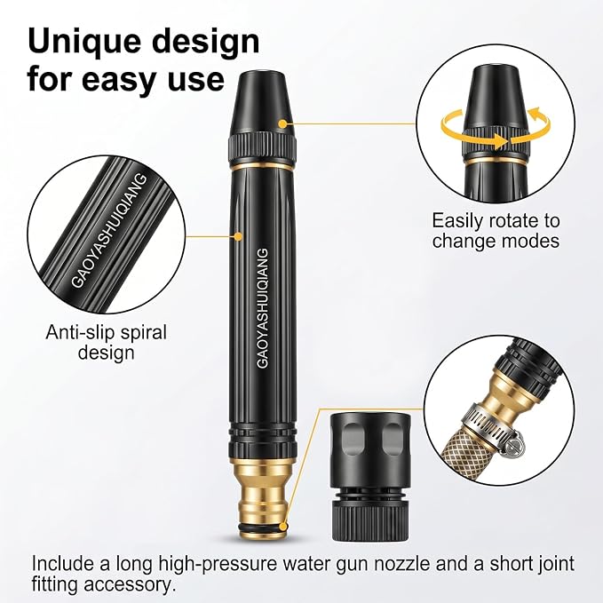 High Pressure Car Wash Nozzle – 2026 Upgraded Garden Hose Sprayer with Quick Connect,Heavy Duty for Car Wash,Showering Pets,Garden Watering & Outdoor Cleaning