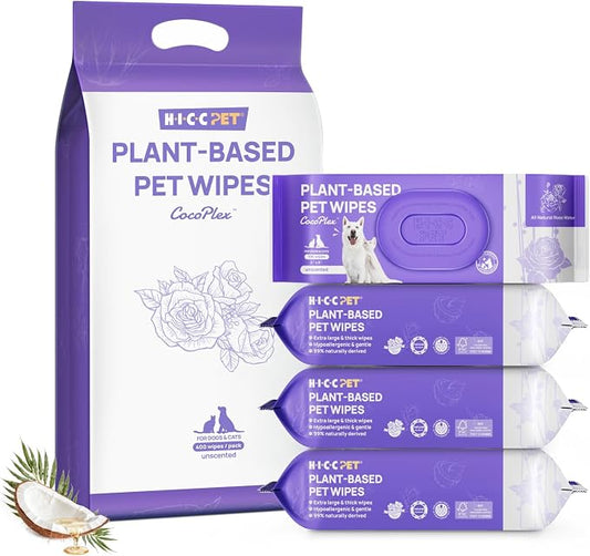 HICC PET Wipes for Dogs & Cats, Daily Pet Cleaning Wipes for Paws, Butt, Face & Fur, Waterless Grooming Wipes for Dogs, Cats & Horses, Soft Textured Pet Wipes, 400 Count | Daily Pet Grooming, Pet Wipes for Paws & Butt, Face & Body Cleaning, Waterless P...