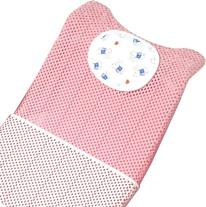 Baby Bath Seat Support, Non Slip Mesh Cushion Portable Bath Tub Seat Net for Newborns to Toddlers Pink PP Material with Pillow and Slip Pad