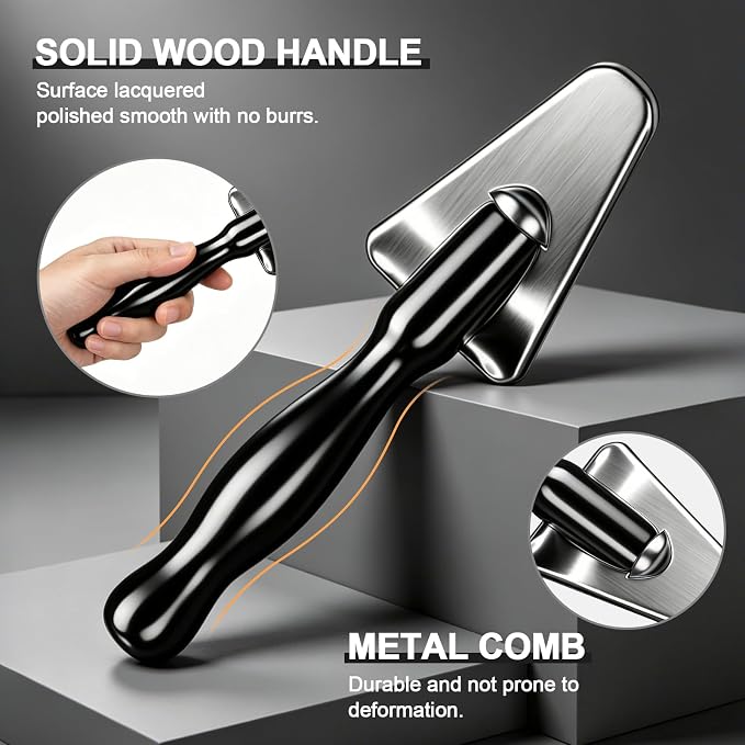 Triangle Pet Slicker Brush for Dogs&Cats Eyes&Face Grooming | 12mm Stainless Steel Pins,Solid Wood Handle,Small Dog Slicker Brush Grooming Tool,Effectively Grooms Hair on Delicate Areas