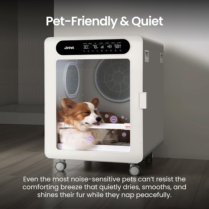 JirPet C7s Pet Dryer Box, Professional Grooming Pet Dryer Cabin with 1295 CFM High-Speed Airflow for Efficient Dog Drying, 170L Capacity Dog Dryer Box with Dual Safety Features for Medium & Small Dog
