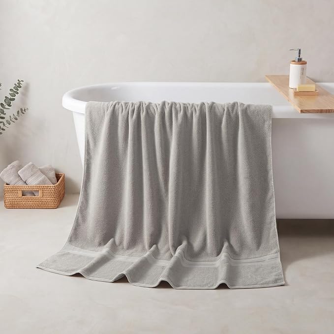 REDKISS Jumbo Bath Sheet 1 Piece, 40x80 Inches 100% Cotton Extra Large Bath Towel for Bathroom, Beige