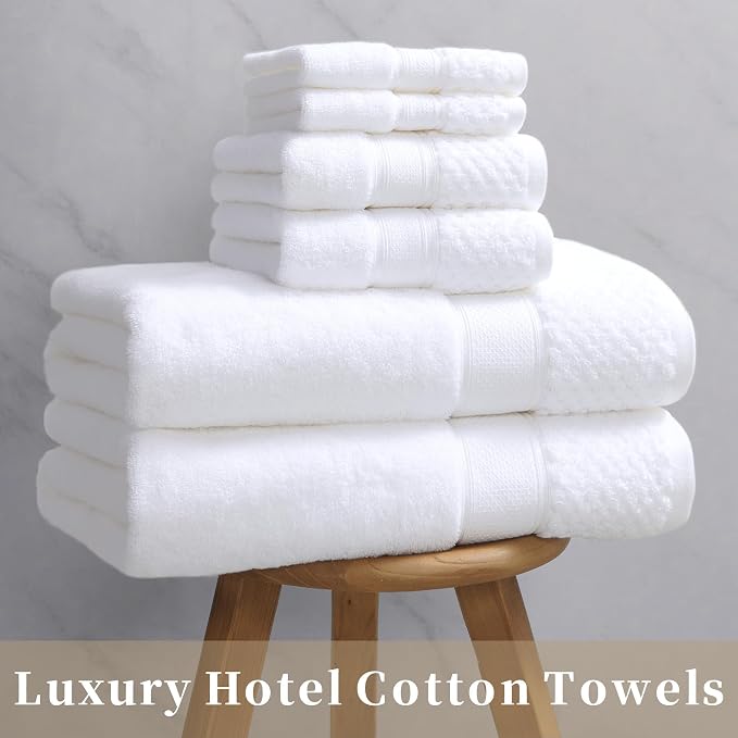 Luxury White Bath Towel for Bathroom, Set of 2, Large 31"x62" - 100% Cotton | Thick 580GSM | Quick Dry | Soft | Absorbent, Hotel Grade Towels for Shower, Bath Sheet Set for Guest, Spa & Sauna, White