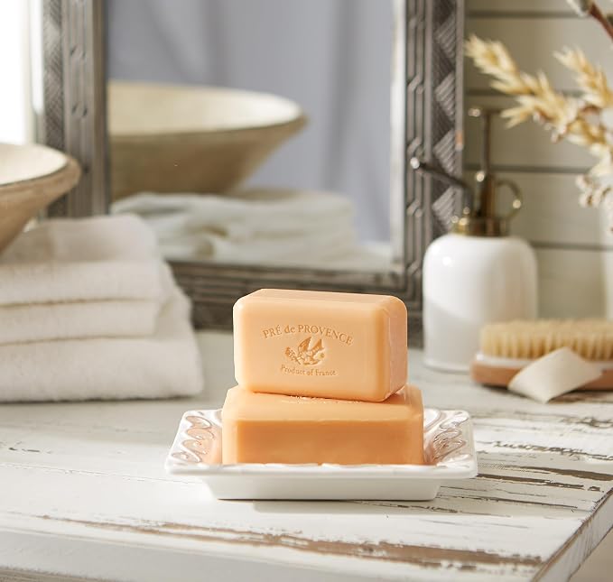 Pre de Provence Artisanal Soap Bar, Enriched with Organic Shea Butter, Natural French Skincare, Quad Milled for Rich Smooth Lather, 8.8 Ounce, Persimmon