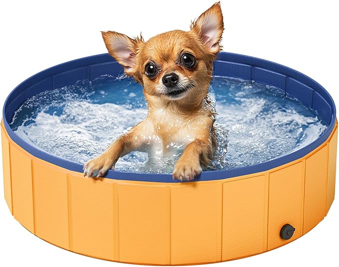 Foldable Dog Pool, Pet Swimming Pool, Pet Outdoor Bathing Tub, Dog Bath Pool, Protective Lining 32"