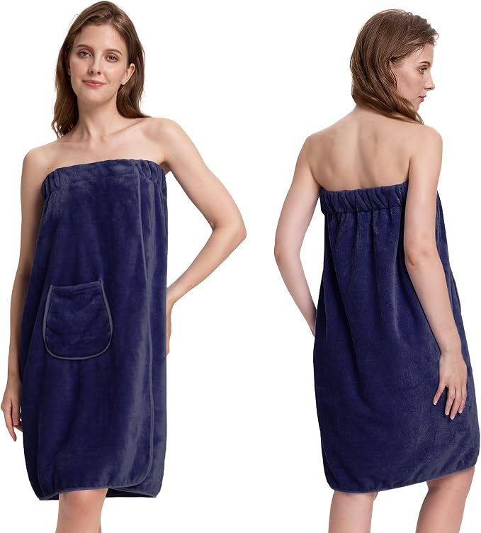 PJGGZ Towel Wrap for Women, Three Adjust Clasps Closure Bath Wraps After Shower Spa Sauna Bathrobe(Available in Plus Size)