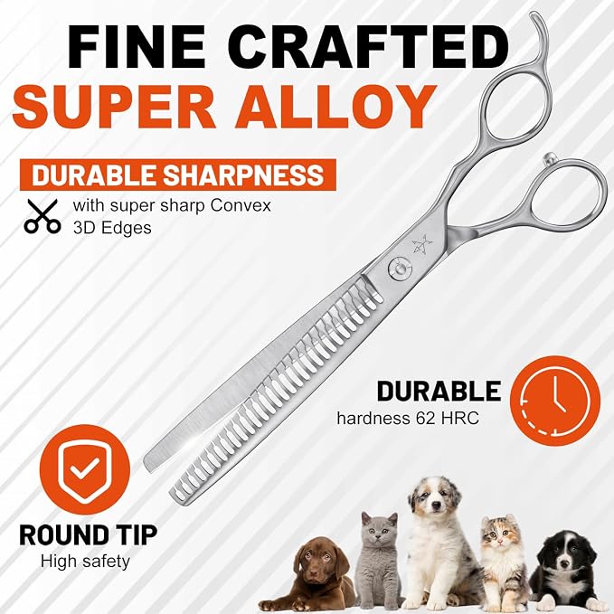 High-end Professional Dog Grooming Thinning Scissors Teeth Cutting Blending Shears Pet Texturizing Shears 7.5 Inch Extremely Very Sharp Stainless Steel Alloy For Cat Other Animals Groomer