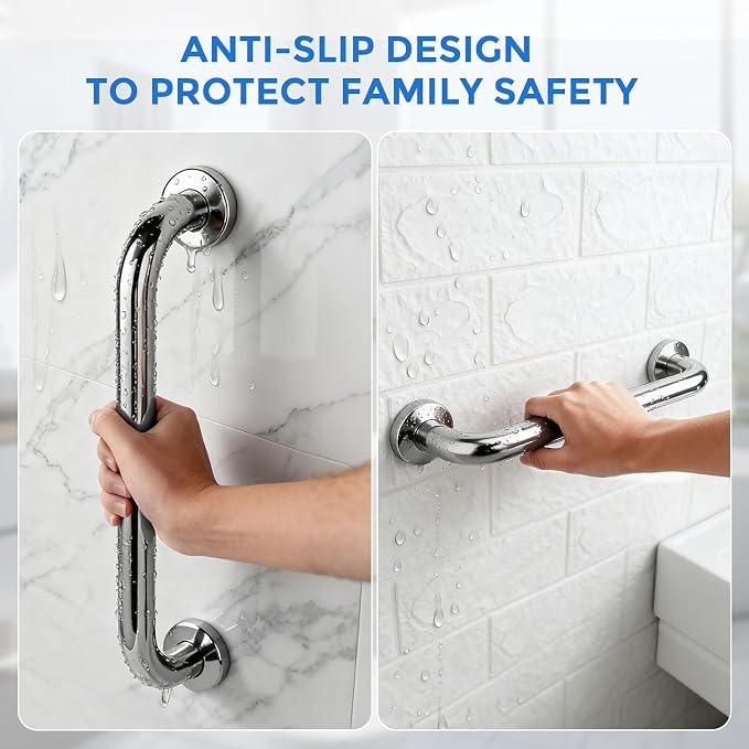 Gotega Shower Grab Bar 2 Pack, 24 in Bathroom Grab Bar Stainless Steel Shower Handle Handicap Elderly Senior，Shower Bath Handle Grab Bars for Bathtub Showers Waterproof
