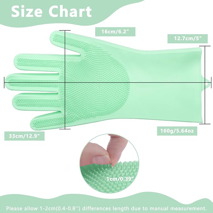 Pet Grooming Gloves—Dog Washing Gloves with High-Density Teeth, Dog Bath Scrubber with Enhanced Five Finger Design, Silicone Gloves for Dogs and Cats Bathing, Massage (Green)