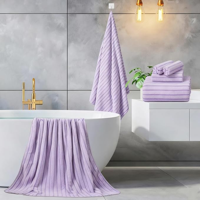 Mistyrose Bath Towels,4 Pack Purple 35"x70" Large Bath Towels Microfiber Absorbent XL Bath Sheets Super Soft Towels for Bathroom Quick Dry Oversized Shower Towels for Family Hotel Spa Gym