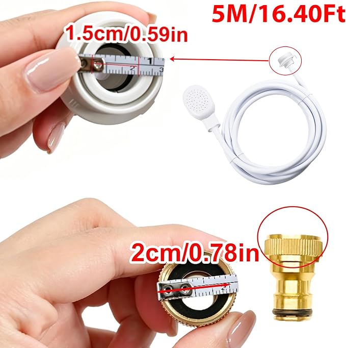 5m/16.40ft Quick-Connect Sink Spray Rrubber Hose,Shampoo Sprayer Handheld Hose Portable Sink Spraye Strainers for Bathing Baby,Pets Shower,Rinsing Vegetables,Washing Hair