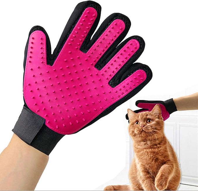 180 Nail Pet Cleaning Supplies Hair Removal Brush Rolled Cat Gloves True Bath Massage Comb Pet Gloves (1 Pair) (Purple)