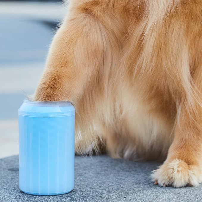 Dog Paw Cleaner for Large/Petite Paw Washer Easy to Use & Clean Portable Dog Paw Cleaner Cup Foot Washer with Silicone Washers (L, Blue)