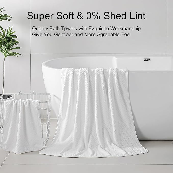 Ferdilan 4 Pack Large Bath Towels Set 35"x70" White Oversized Bath Sheet Chair Towels, 600 GSM Ultra Soft & Absorbent Towels for Bathroom, Quick Dry Towel for Gym Hotel Camp Pool