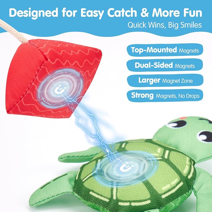 hahaland Bath Toys for Kids Ages 1-3 - Soft Magnetic Fishing Toys with Color Sorting Mesh, Mold Free Bathtub Shower Water Toy Toddler Educational Learning Shower Pool Toy for 1 Year Old Boy Girl Gifts