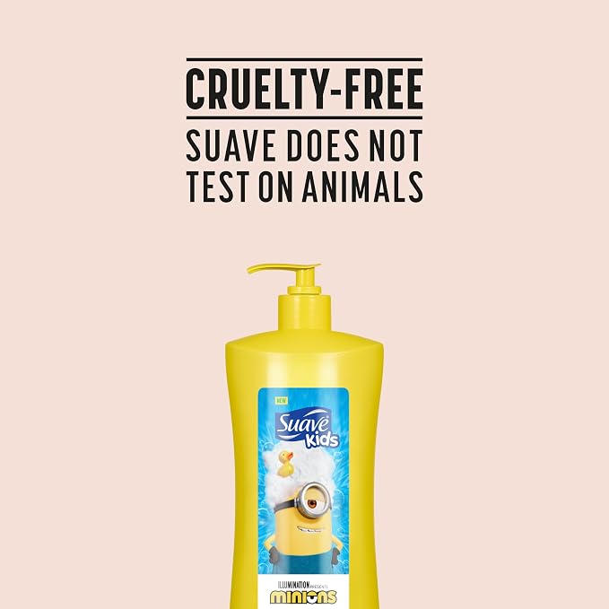 Suave Kids Minions 3-In-1 Shampoo, Conditioner, and Body Wash, For Tear-Free and Gentle Cleansing, 28 oz(Pack of 4)