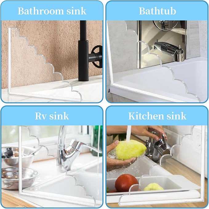 2 Pack Shower Splash Guard 9.25'' x 9.25'' Large Bathtub Splash Guards Self-Adhesive Waterproof Shower Guards to Keep Water in Shower for Bathtub Tub Sinks Washbasin