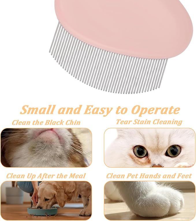 Professional Eye Comb for Pets Stainless Steel Dog Eye Comb Gentle Facial Combs for Dogs & Cats Stress-Free Tear Stain Dirt and Debris Remover Comfortable Grip for Daily Pet Grooming