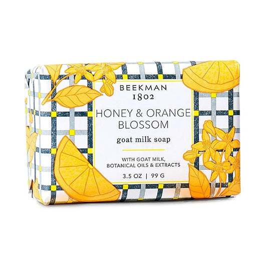 Beekman 1802 Goat Milk Soap – Moisturizing Hand & Body Soap Bar with Shea Butter & Botanical Oils, Triple-Milled, Non-Drying, Made for Sensitive Skin, Honey & Orange Blossom 3.5 oz