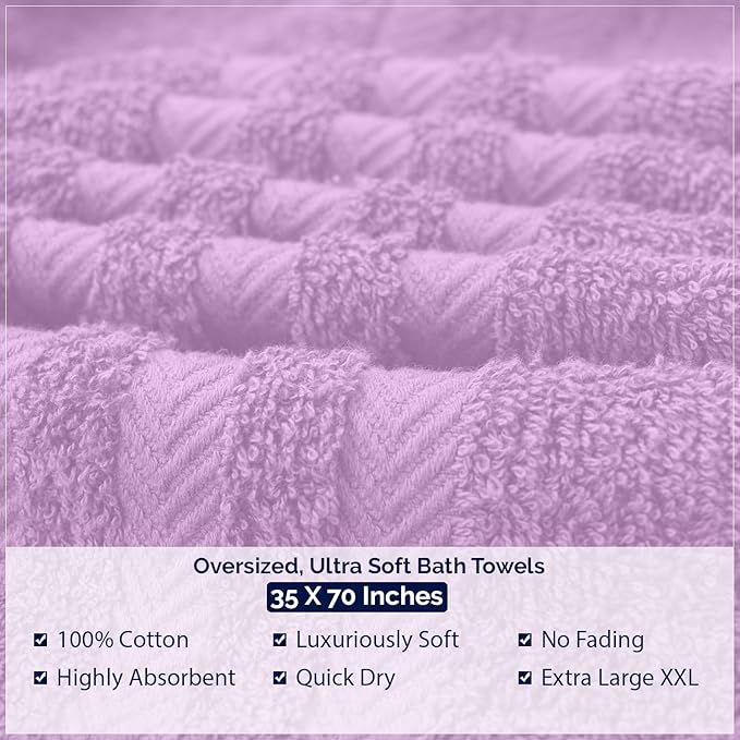 DAN RIVER 2 Pack Luxury Bath Sheets 35x70, 600 GSM, Soft & Quick Dry 100% Ring Spun Cotton Towels Ideal for Hotels, Spas, Gyms & Salons Extra Large, Lavender