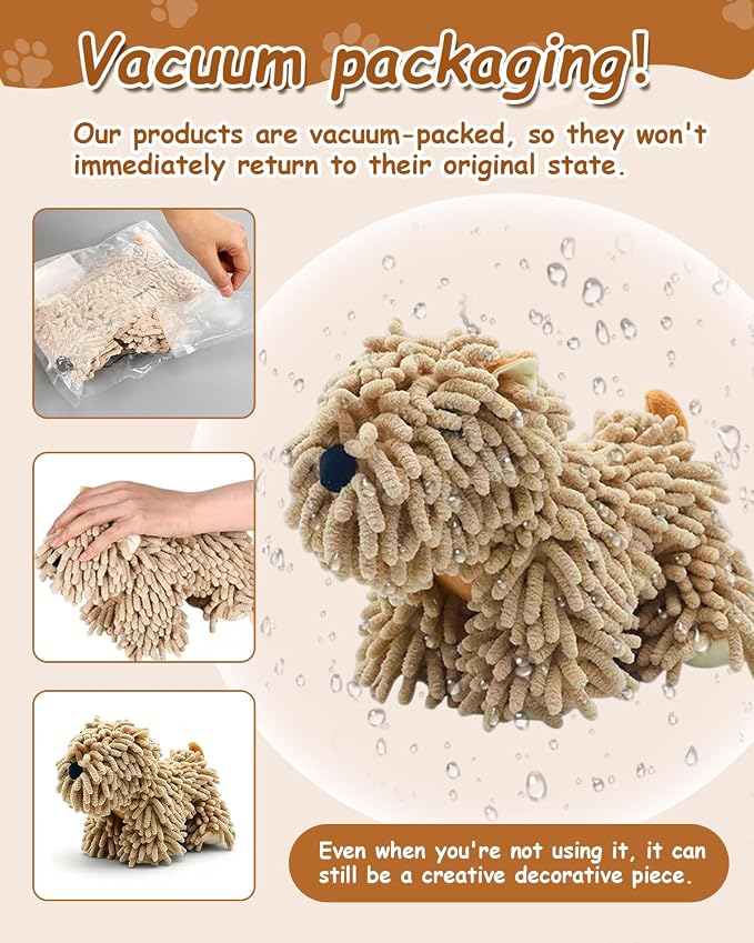 Dog Towel Shaped Hand Chenille Animal Towels for Bathroom Microfiber Puppy Bath Kids Drying Plush Stuffed Paw Absorbent Hands Puppy-Shaped Cute Kitchen Fuzzy Ball Soft Puppy-Themed Shape (Gray)