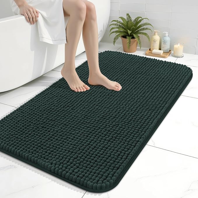 Arotive Bathroom Rugs 36" x 24", Ultra Soft Absorbent Chenille Bath Rugs, Rubber Backing, Machine Washable Bath Mats for Bathroom Floor, Tub and Shower, Home Decor Accessories, Dark Green