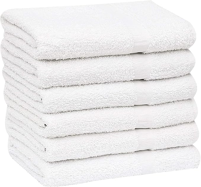 GOLD TEXTILES 24 PCS New White 20X40 Cotton Blend Economy Bath Towels Soft & Quick Dry Salon Hair Towel-Gym Towel (2 Dozen)