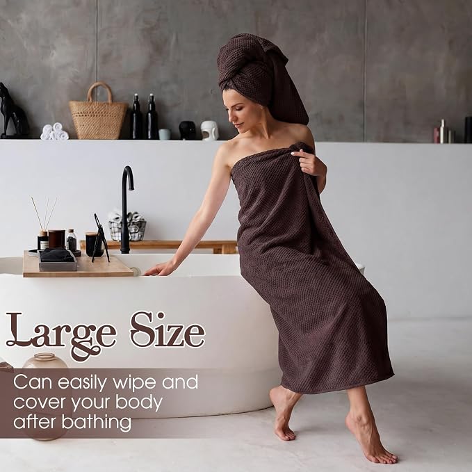 Newwiee 4 Pcs Oversized Bath Towels 40'' x 80'' Extra Large Bathroom Sheet Towels for Adults Quick Dry Soft Absorbent Fluffy Microfiber Shower Sheet for Fall Decor Spa Beach Hotel(Brown Colors)