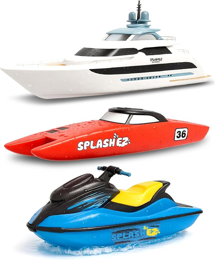 SplashEZ Boat Toy, Mold Free Bath Toys for Toddlers & Kids, No Hole Bath Toy for Bathtub, Pool, Shower for Boys & Girls