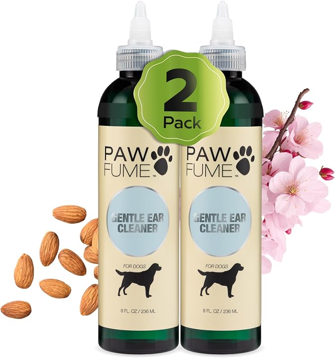 Pawfume Dog Ear Cleaner Solution, 2-Pack – Soothe Itchy Ears Instantly – with St. John’s Wort & Almond Extracts, Vet-Certified Formula, Alcohol-Free & Sulfate-Free – Dog Ear Wash for All Breeds