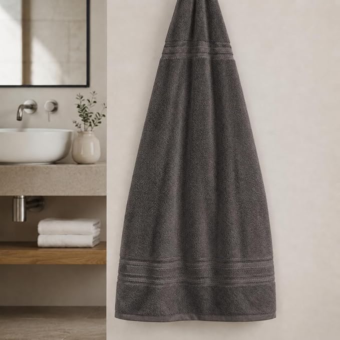 Terry Bath Sheet Set of 2 Charcoal Grey Bath Towels Set 35x70 Inches, 100 Combed Long Staple Cotton Highly Absorbent Ultra Soft Oversized Large Luxury Hotel & Spa Quality Bathroom Towels Set