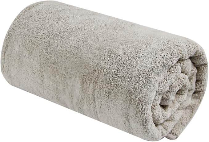 Wokaku Coral Fleece Bath Towel - Ultra Soft Quick Dry Bath Sheet, 55"x30" Large Towels for Adults, Gym, Pool, Beach - High Absorbency, Lint-Free, Lightweight, Spa & Hotel Quality (Khaki)