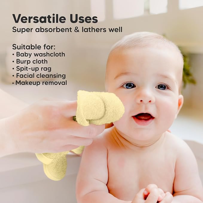 6-Pack Baby Washcloths, Soft Absorbent Washcloths for Face, Body (Carrot) | Viscose from Bamboo Washcloths, Baby Towels, Newborn, Kids, Toddlers, Infant, Gentle on Sensitive Skin, 10x10, Reusable