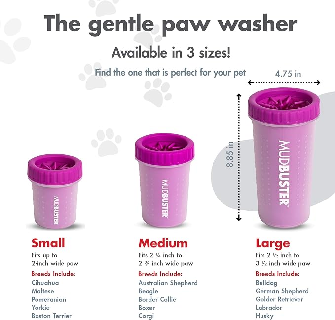 Dexas MudBuster Portable Large Dog Paw Cleaner, Fuchsia - Premium Pet Supplies and Accessories (Pack of 6)