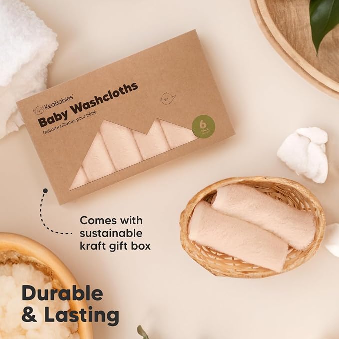 6-Pack Baby Washcloths, Soft Absorbent Washcloths for Face, Body (Peachy) | Viscose from Bamboo Washcloths, Baby Towels, Newborn, Kids, Toddlers, Infant, Gentle on Sensitive Skin, 10x10, Reusable