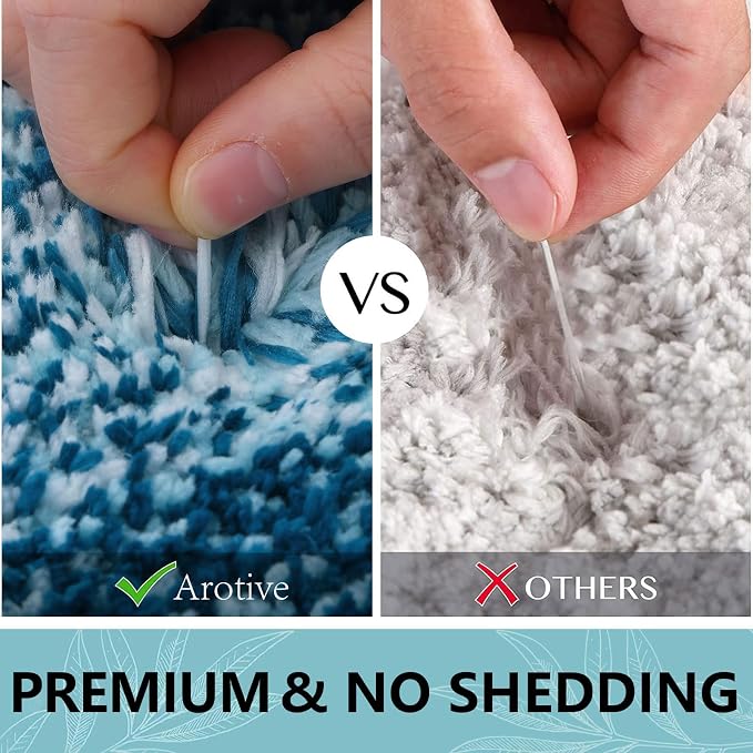 Arotive Microfiber Bathroom Rugs, Shaggy Soft and Absorbent Bath Rug, Thick Plush Machine Washable Dry Bath Mats for Bathroom, Tub and Shower, 24x16, Peacock Blue, Rectangular