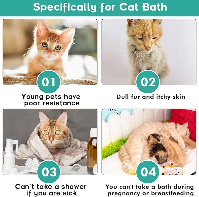 Waterless Cat Shampoo with Cat Brush, Cat Dry Shampoo, No Rinse Foam for Cat Bath